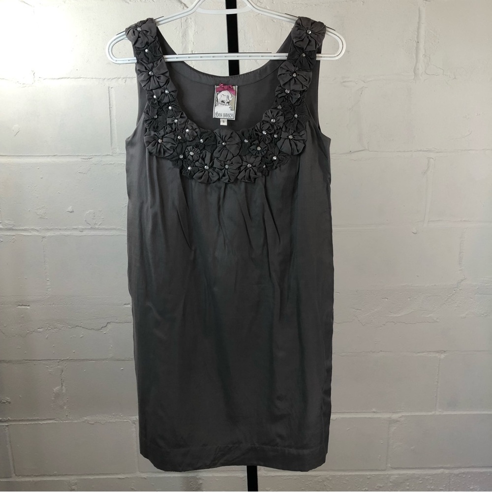 Yoana Baraschi Rosette Dress Size S Gray Silk Blend #j35
